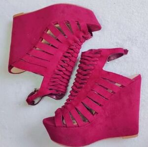 Charlotte Russe Red Strappy Wedges